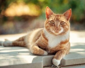 orange and white cat outdoors