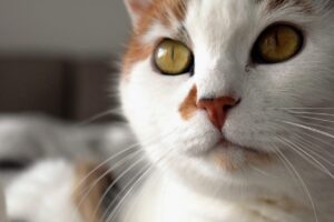 close up of cat with white muzzle