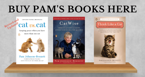 three books by pam johnson-bennett on a bookshelf